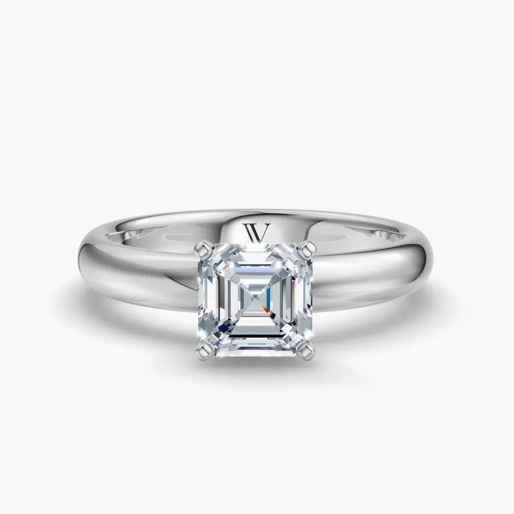Certified 1 carat Lab Grown Diamond Asscher Cut Solitaire, Classic, Simple Engagement Ring in 14K White Gold-Sorrq