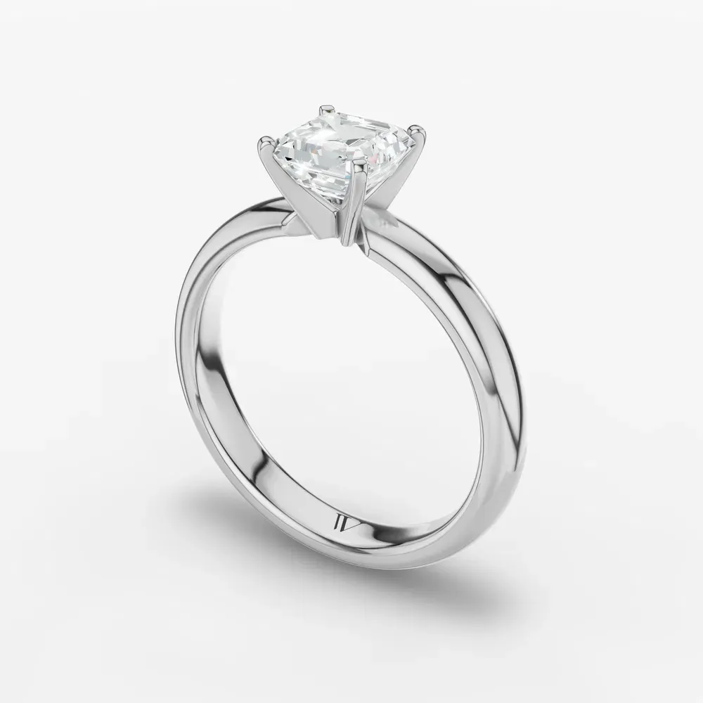 Certified 1 carat Lab Grown Diamond Asscher Cut Solitaire, Classic, Simple Engagement Ring in 14K White Gold-Sorrq