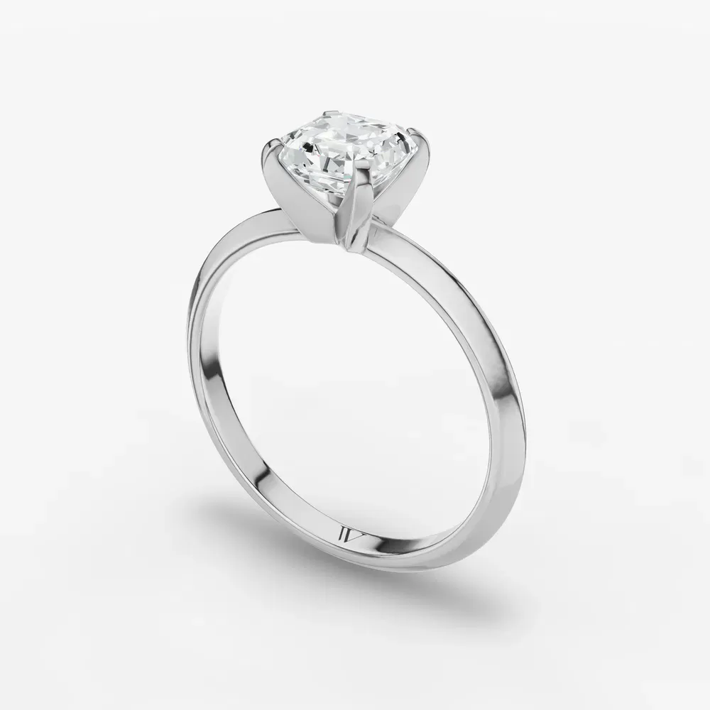 Certified 1 carat Lab Grown Diamond Asscher Cut Solitaire, Classic, Simple Engagement Ring in 14K White Gold-Sylun