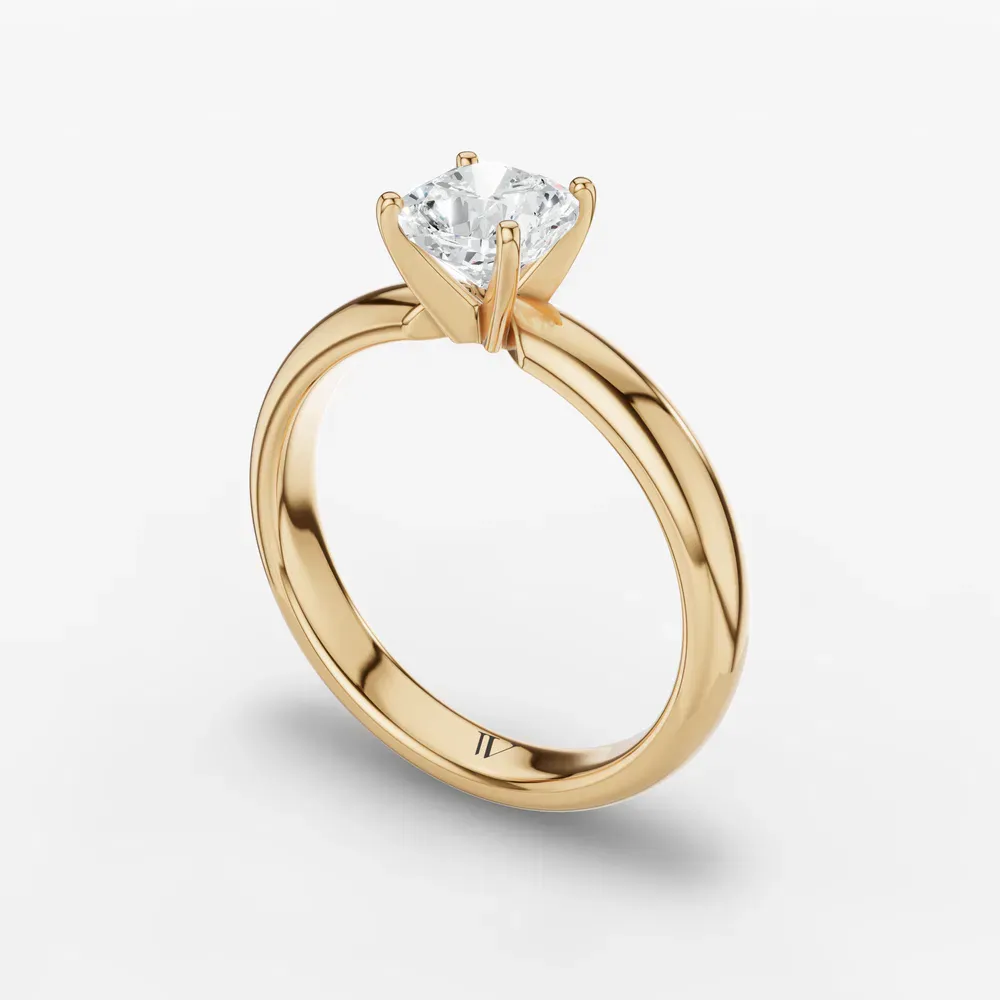 Certified 1 carat Lab Grown Diamond Cushion Cut Solitaire, Classic, Simple Engagement Ring in 14K Yellow Gold-Sorrq
