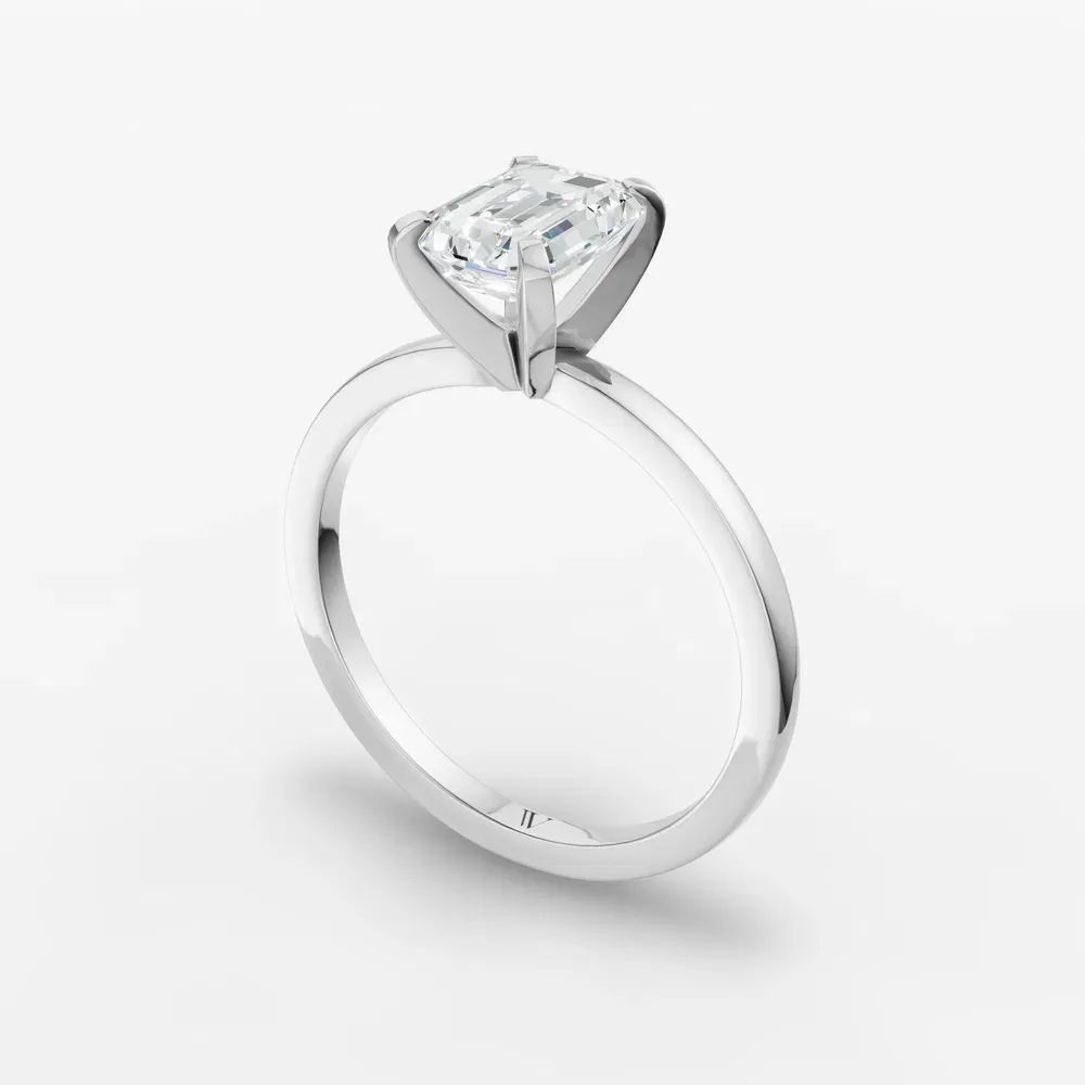 Certified 1 carat Lab Grown Diamond Emerald Cut Solitaire, Classic, Simple Engagement Ring in 14K White Gold-Cara