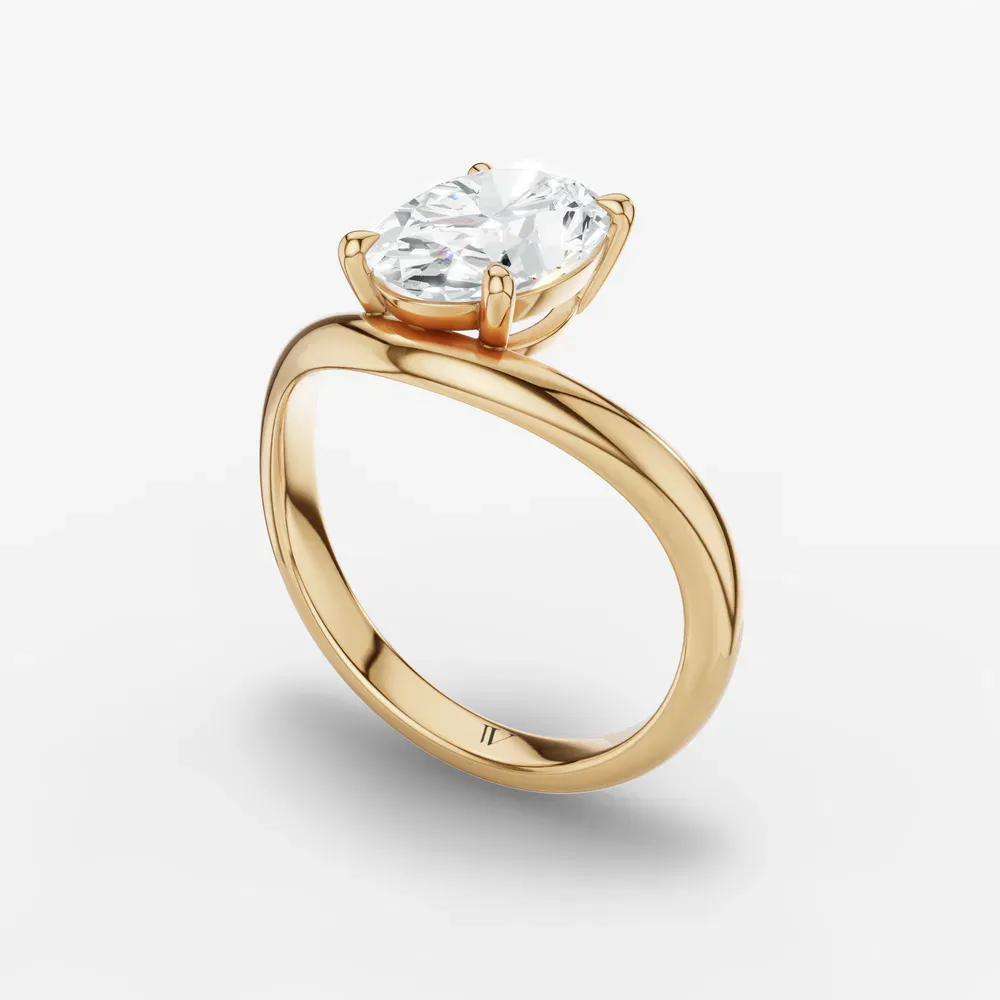 Certified 1 carat Lab Grown Diamond Oval Cut Solitaire, Floating Engagement Ring in 14K Yellow Gold-Thal