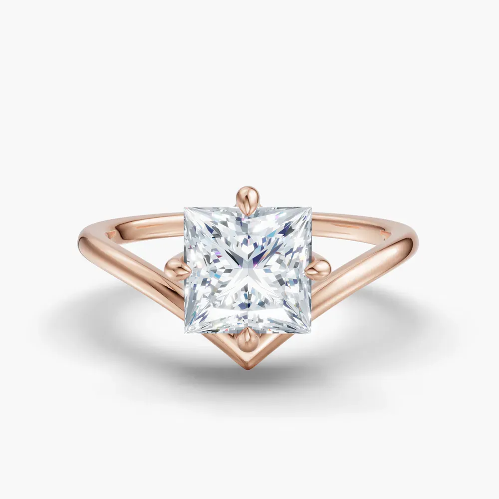 Certified 1 carat Lab Grown Diamond Princess Cut Solitaire, Floating Engagement Ring in 14K Rose Gold-Lira