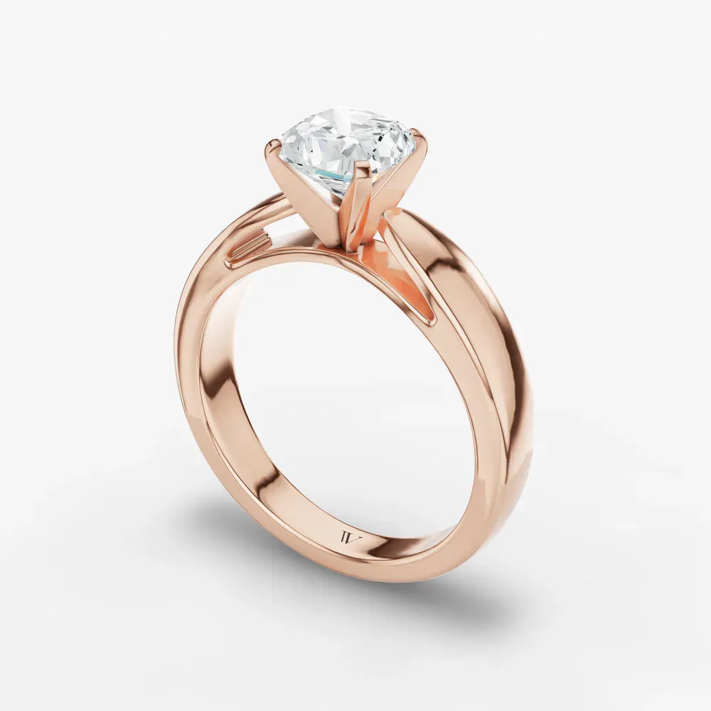 Certified 1 carat Lab Grown Diamond Cushion Cut Solitaire, Cathedral Engagement Ring in 14K Rose Gold-Arlo