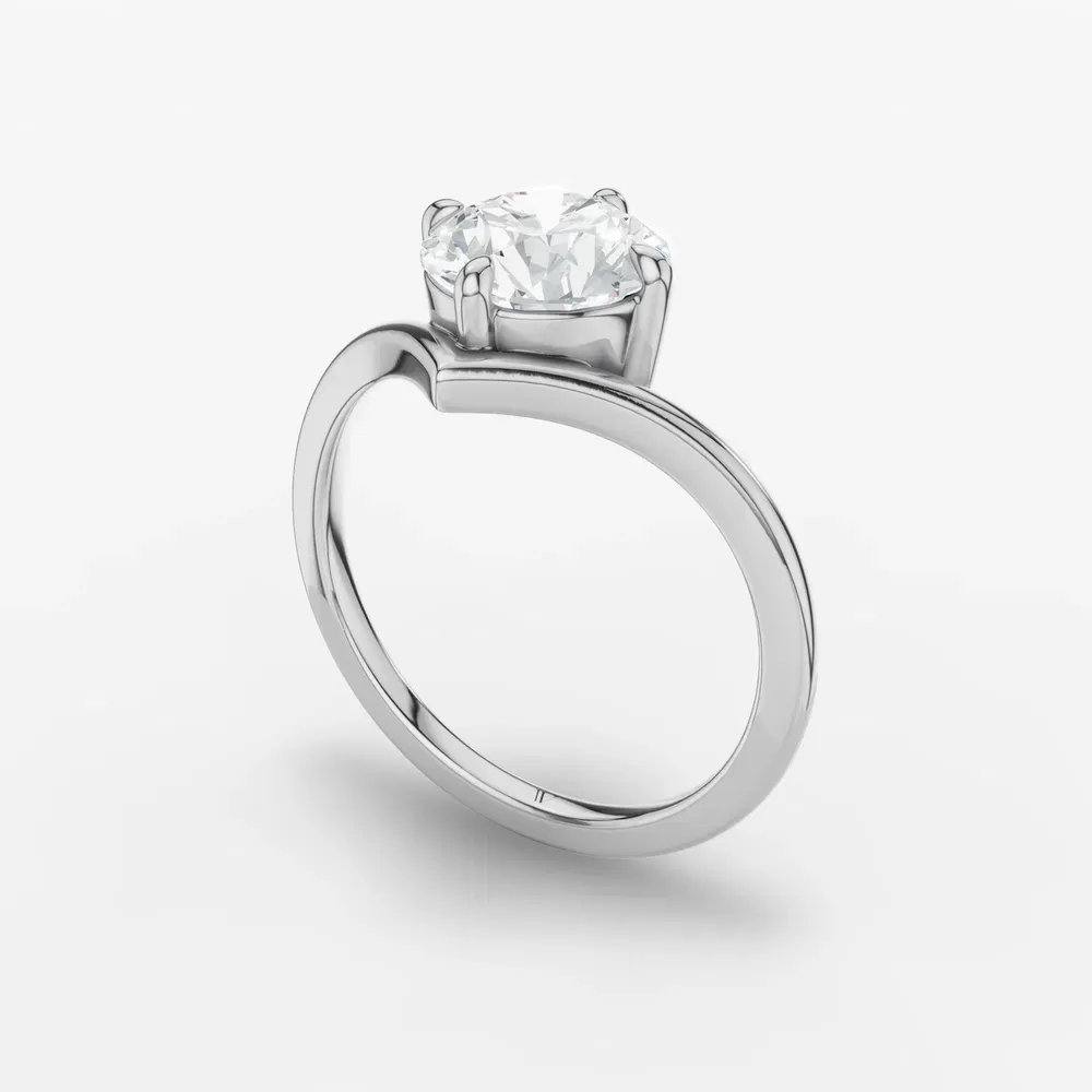 Certified 1 carat Lab Grown Diamond Round Cut Solitaire, Floating, Four Prong Engagement Ring in 18K White Gold-Lira