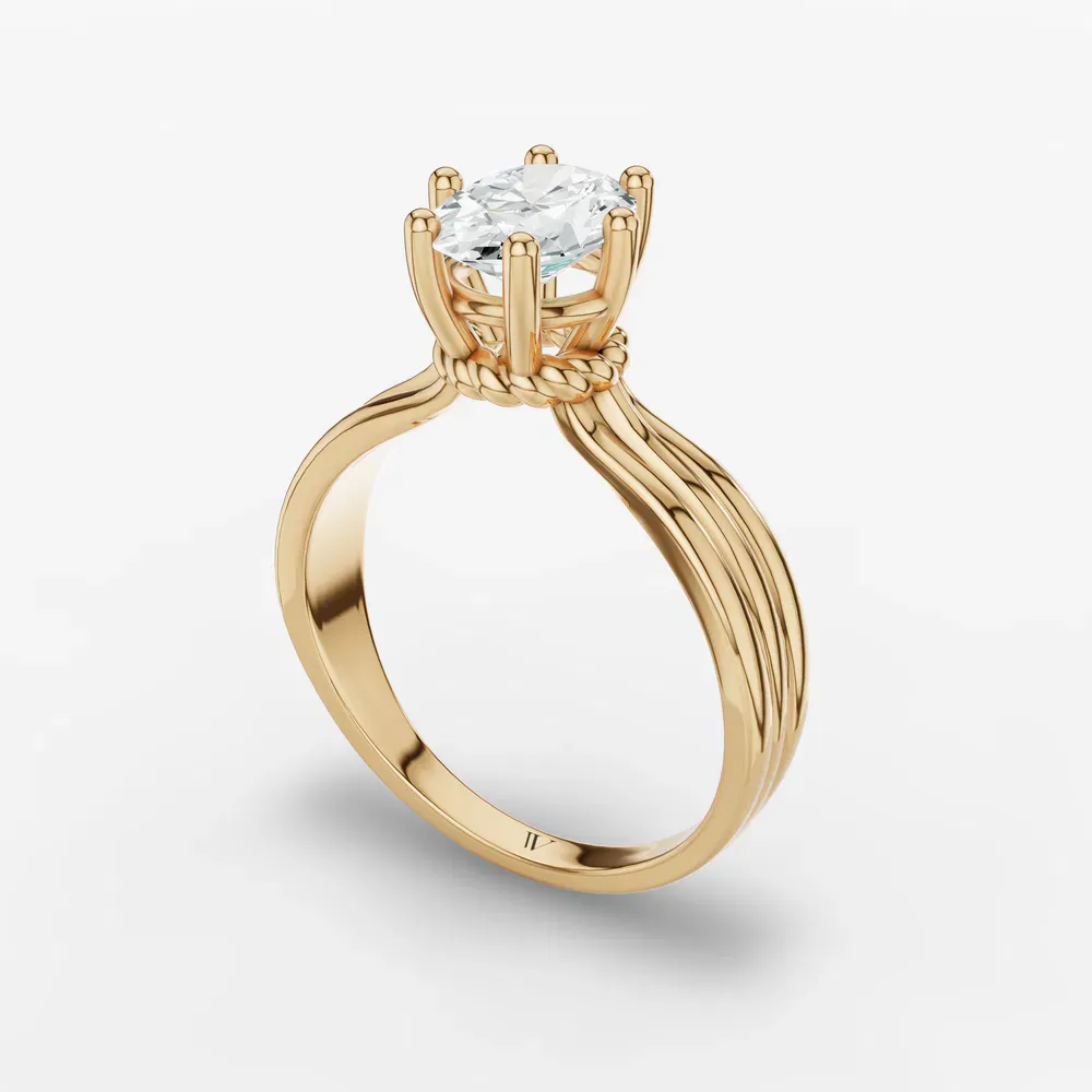 Certified 1 carat Lab Grown Diamond Oval Cut Solitaire, Floating Engagement Ring in 14K Yellow Gold-Celest