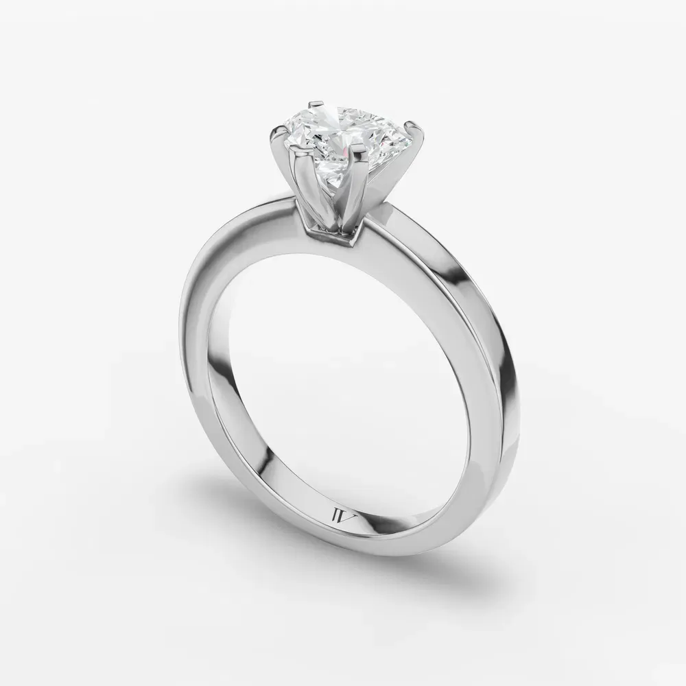 Certified 1 carat Lab Grown Diamond Heart Cut Solitaire, Classic, Simple Engagement Ring in 14K White Gold-Elun