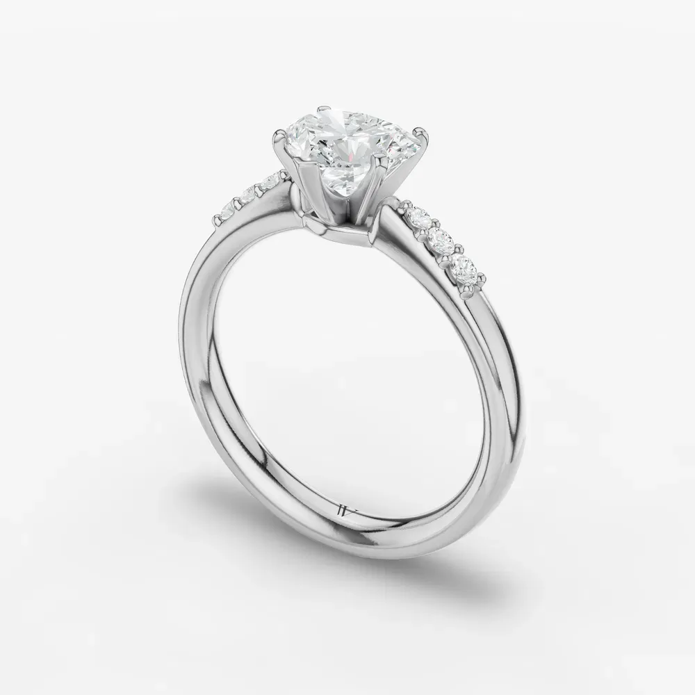 Certified 1 carat Lab Grown Diamond Heart Cut Side Stone Engagement Ring in 14K White Gold-Jubatu