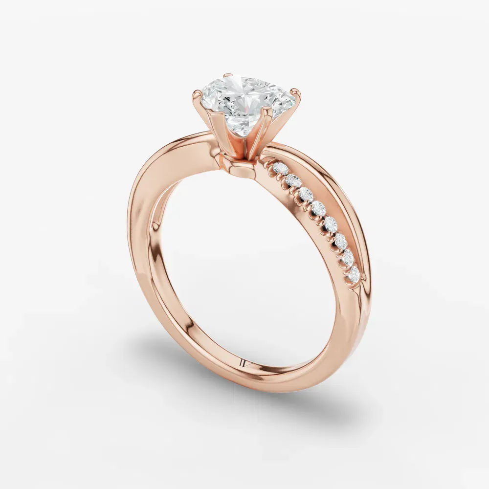 Certified 1 carat Lab Grown Diamond Heart Cut Pavé, Split Shank Engagement Ring in 14K Rose Gold-Polaris