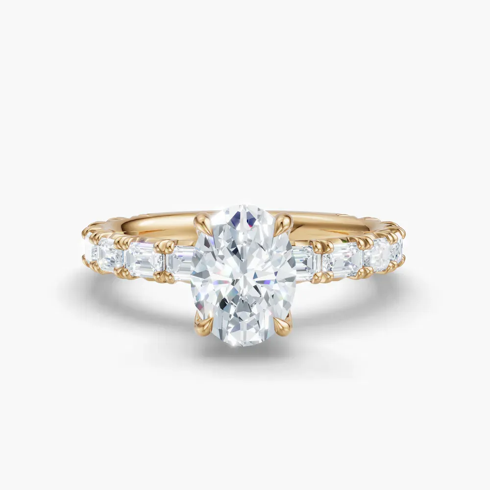 Certified 1 carat Lab Grown Diamond Oval Cut Pavé, Classic, Simple Engagement Ring in 14K Yellow Gold-Jocelyn