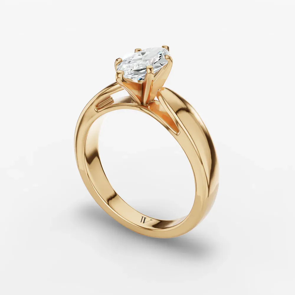 Certified 1 carat Lab Grown Diamond Marquise Cut Solitaire, Cathedral Engagement Ring in 14K Yellow Gold-Arlo