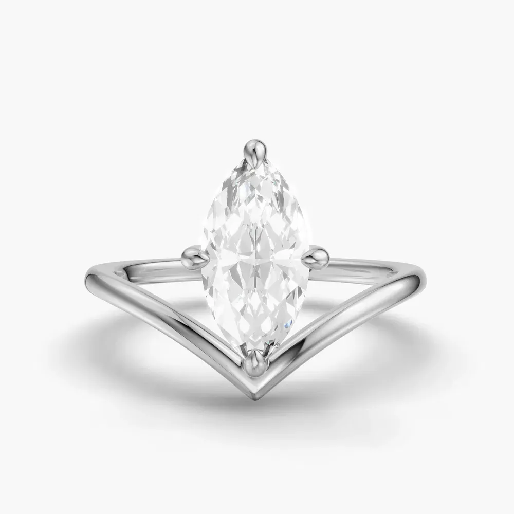 Certified 1 carat Lab Grown Diamond Marquise Cut Solitaire, Floating Engagement Ring in 14K White Gold-Lira