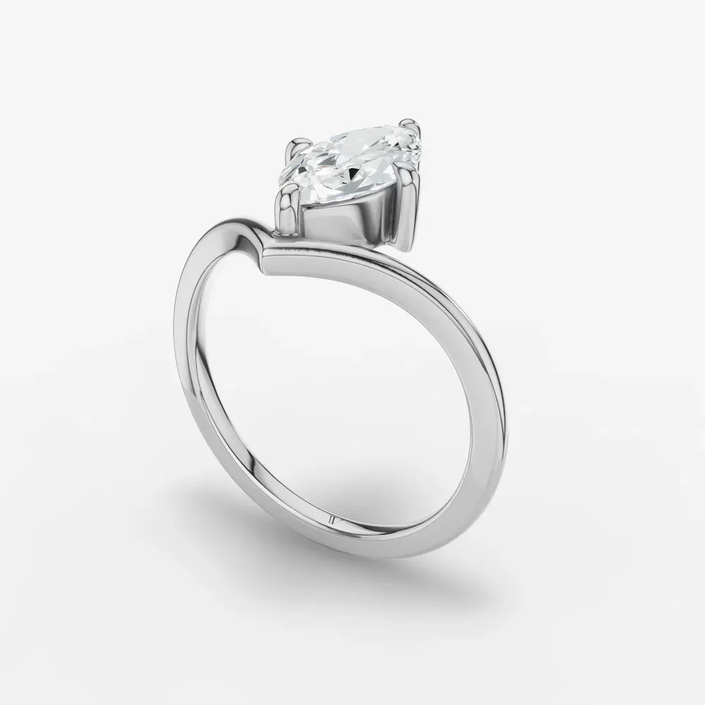 Certified 1 carat Lab Grown Diamond Marquise Cut Solitaire, Floating Engagement Ring in 14K White Gold-Lira