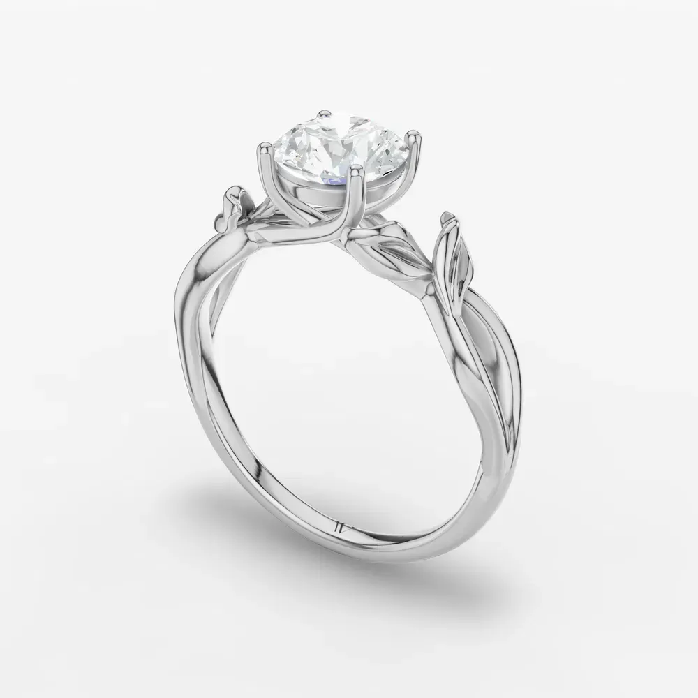 Certified 1 carat Lab Grown Diamond Round Cut Solitaire, Vintage, Split Shank Engagement Ring in 14K White Gold-Mirel