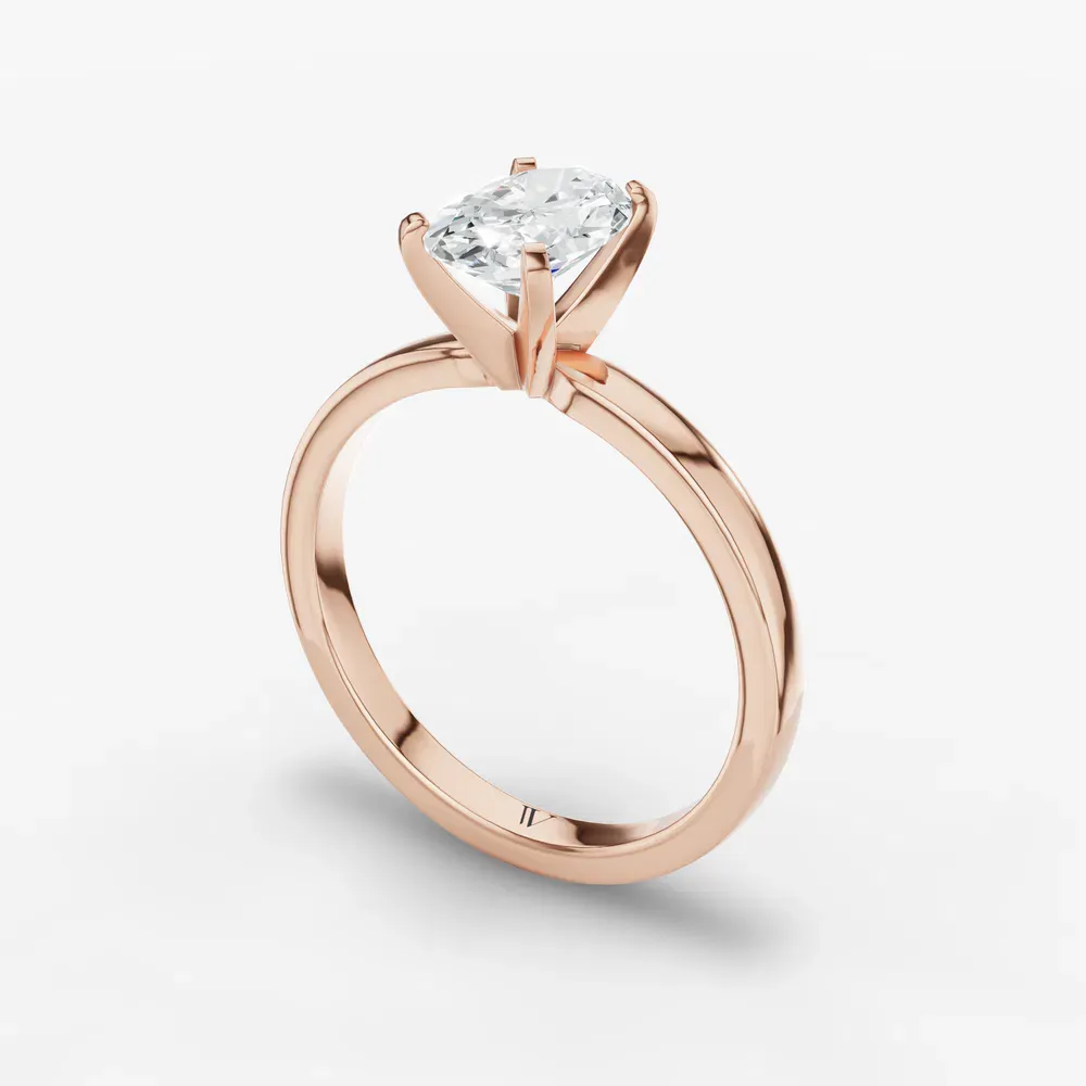 Certified 1 carat Lab Grown Diamond Oval Cut Solitaire, Classic, Simple Engagement Ring in 14K Rose Gold-Ocea