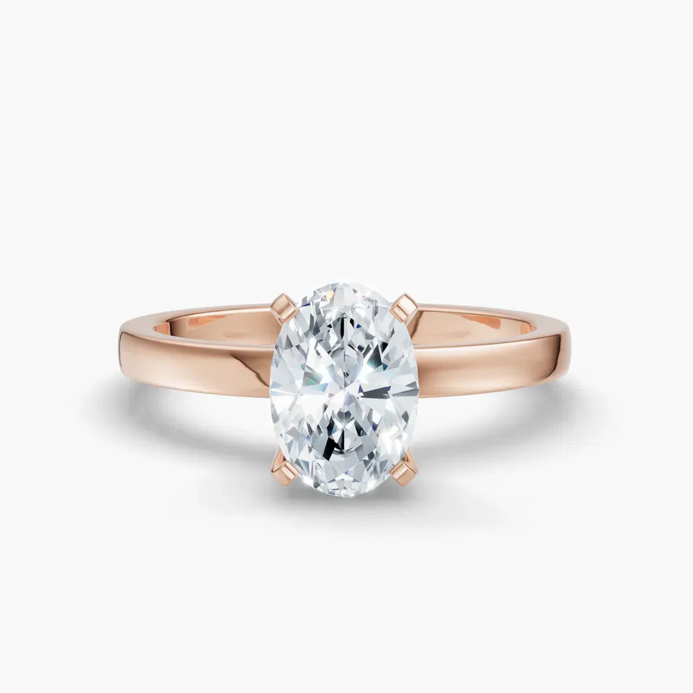 Certified 1 carat Lab Grown Diamond Oval Cut Solitaire, Classic, Simple Engagement Ring in 14K Rose Gold-Ocea
