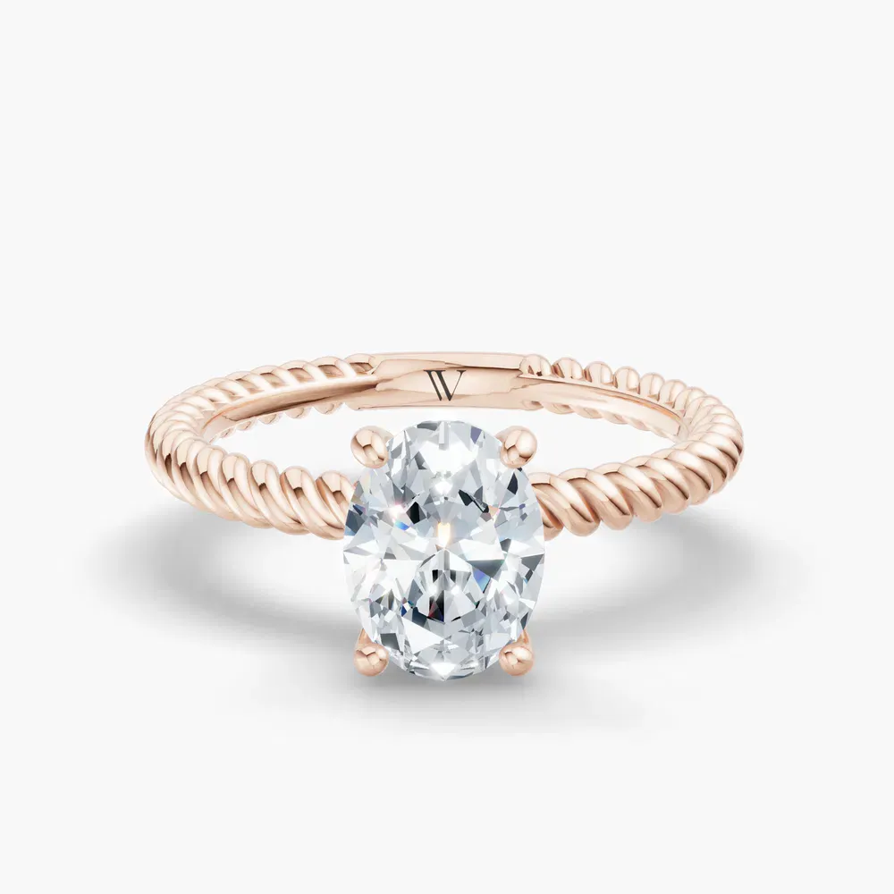 Certified 1 carat Lab Grown Diamond Oval Cut Solitaire, Twist, Vintage Engagement Ring in 14K Rose Gold-Liray