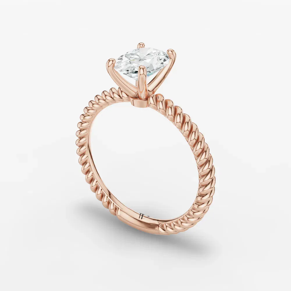 Certified 1 carat Lab Grown Diamond Oval Cut Solitaire, Twist, Vintage Engagement Ring in 14K Rose Gold-Liray