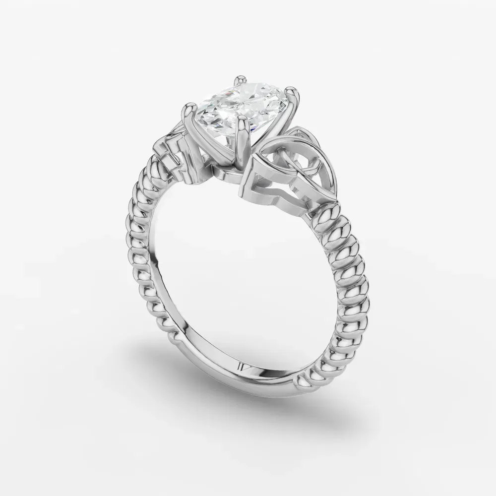 Certified 1 carat Lab Grown Diamond Oval Cut Solitaire, Twist, Celtic Engagement Ring in 14K White Gold-Thalyn