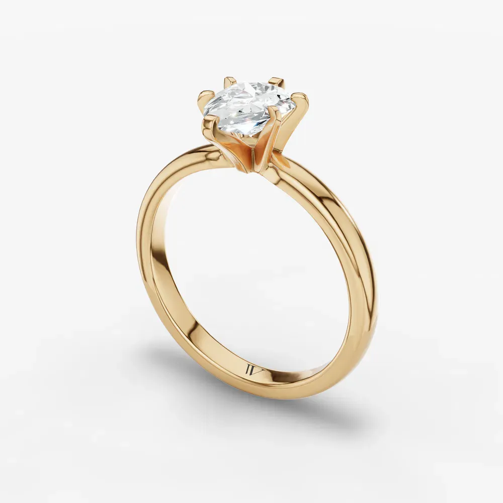 Certified 1 carat Lab Grown Diamond Pear Cut Solitaire, Classic, Simple Engagement Ring in 14K Yellow Gold-Thaly