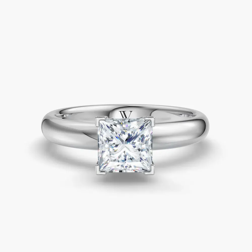 Certified 1 carat Lab Grown Diamond Princess Cut Solitaire, Classic, Simple Engagement Ring in 14K White Gold-Sorrq