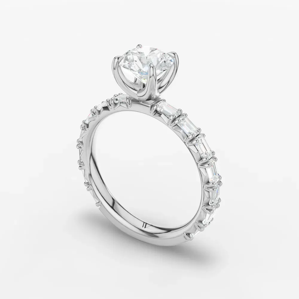 Certified 1 carat Lab Grown Diamond Round Cut Pavé, Classic, Simple Engagement Ring in Platinum-Jocelyn