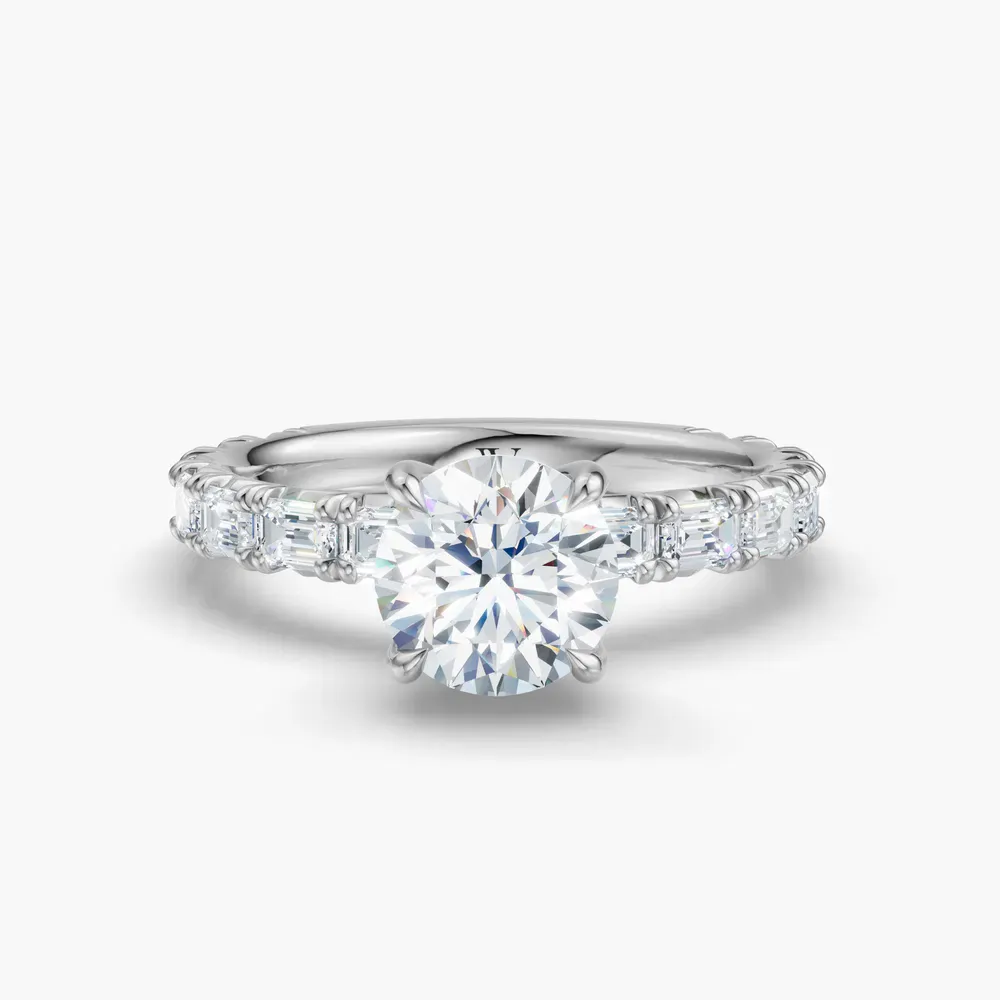 Certified 1 carat Lab Grown Diamond Round Cut Pavé, Classic, Simple Engagement Ring in Platinum-Jocelyn