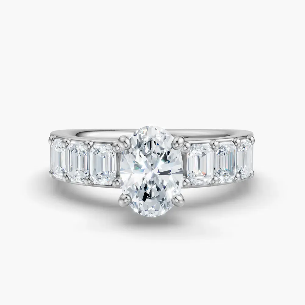 Certified 1 carat Lab Grown Diamond Oval Cut Side Stone Engagement Ring in Platinum-Novalis