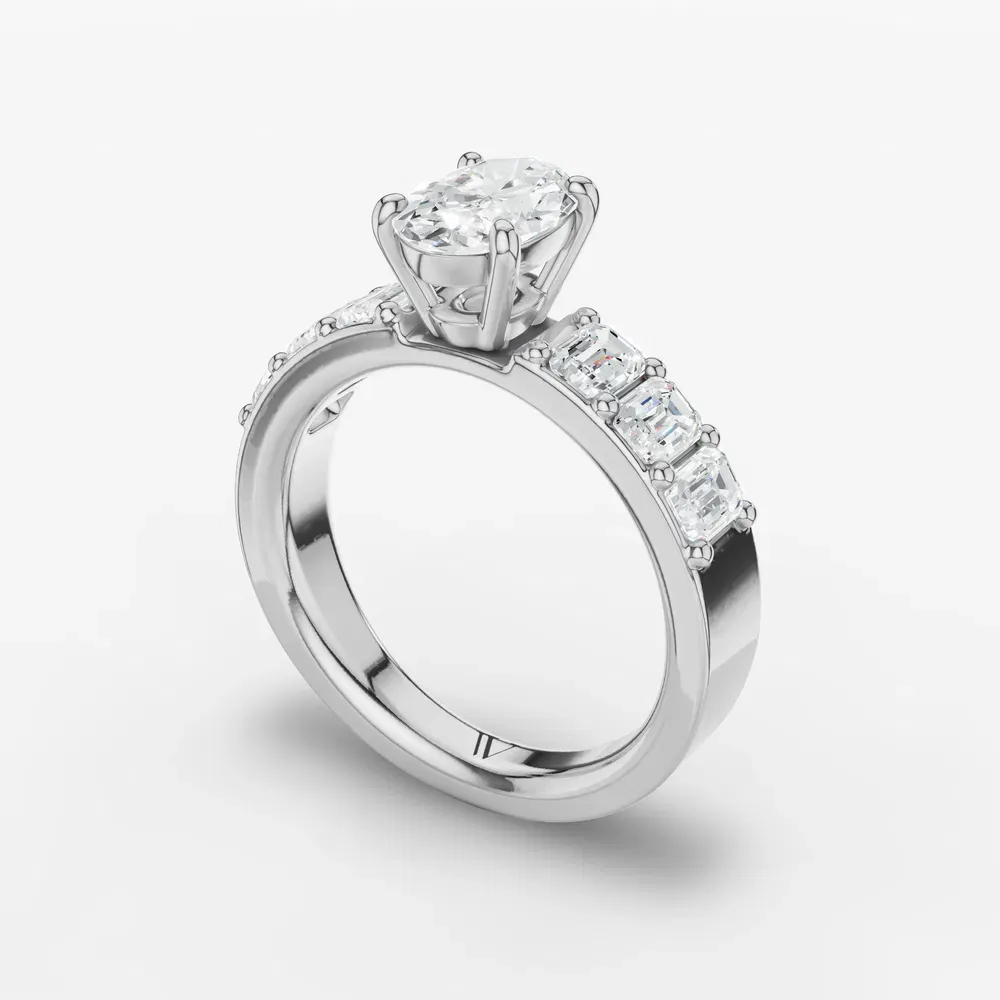 Certified 1 carat Lab Grown Diamond Oval Cut Side Stone Engagement Ring in Platinum-Novalis