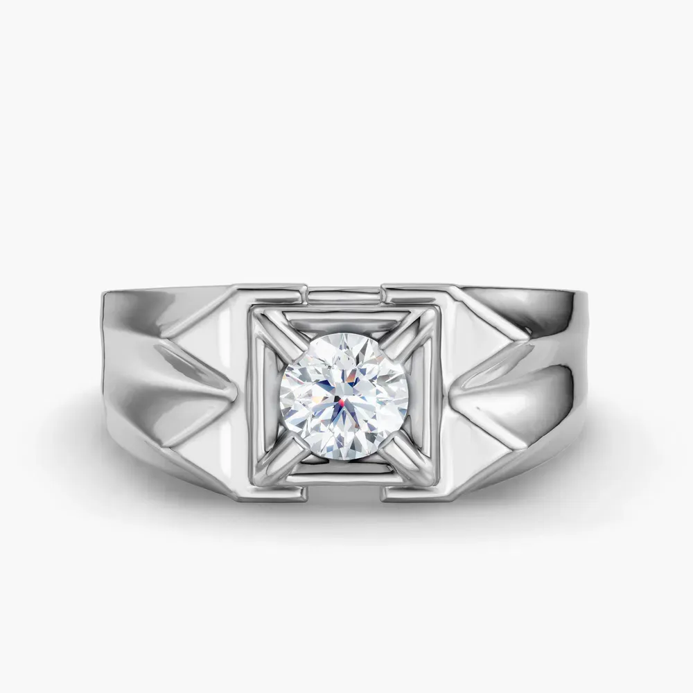Certified 0.5 carat Lab Grown Diamond Round Cut Men's Engagement Ring in Platinum-Fortress