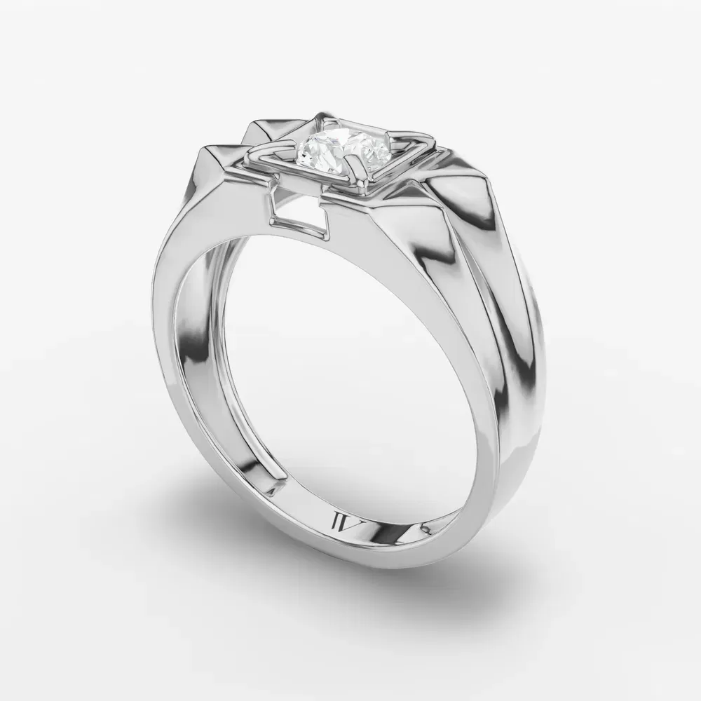 Certified 0.5 carat Lab Grown Diamond Round Cut Men's Engagement Ring in Platinum-Fortress