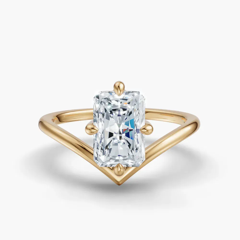 Certified 1 carat Lab Grown Diamond Radiant Cut Solitaire, Floating Engagement Ring in 14K Yellow Gold-Lira