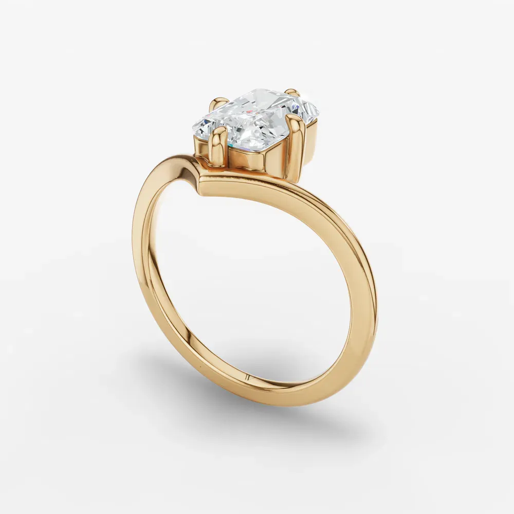 Certified 1 carat Lab Grown Diamond Radiant Cut Solitaire, Floating Engagement Ring in 14K Yellow Gold-Lira