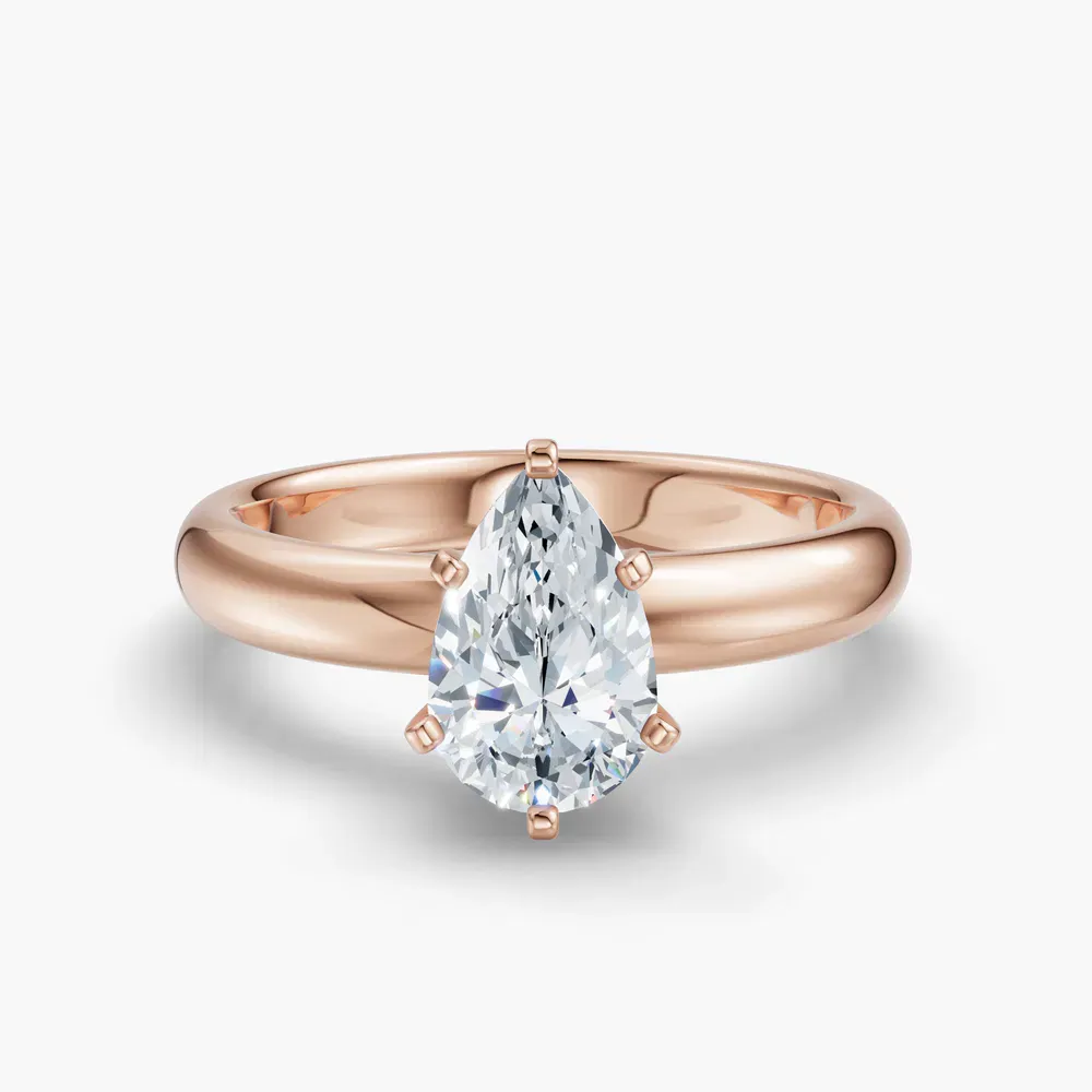 Certified 1 carat Lab Grown Diamond Pear Cut Solitaire, Classic, Simple Engagement Ring in 18K Rose Gold-Sorrq