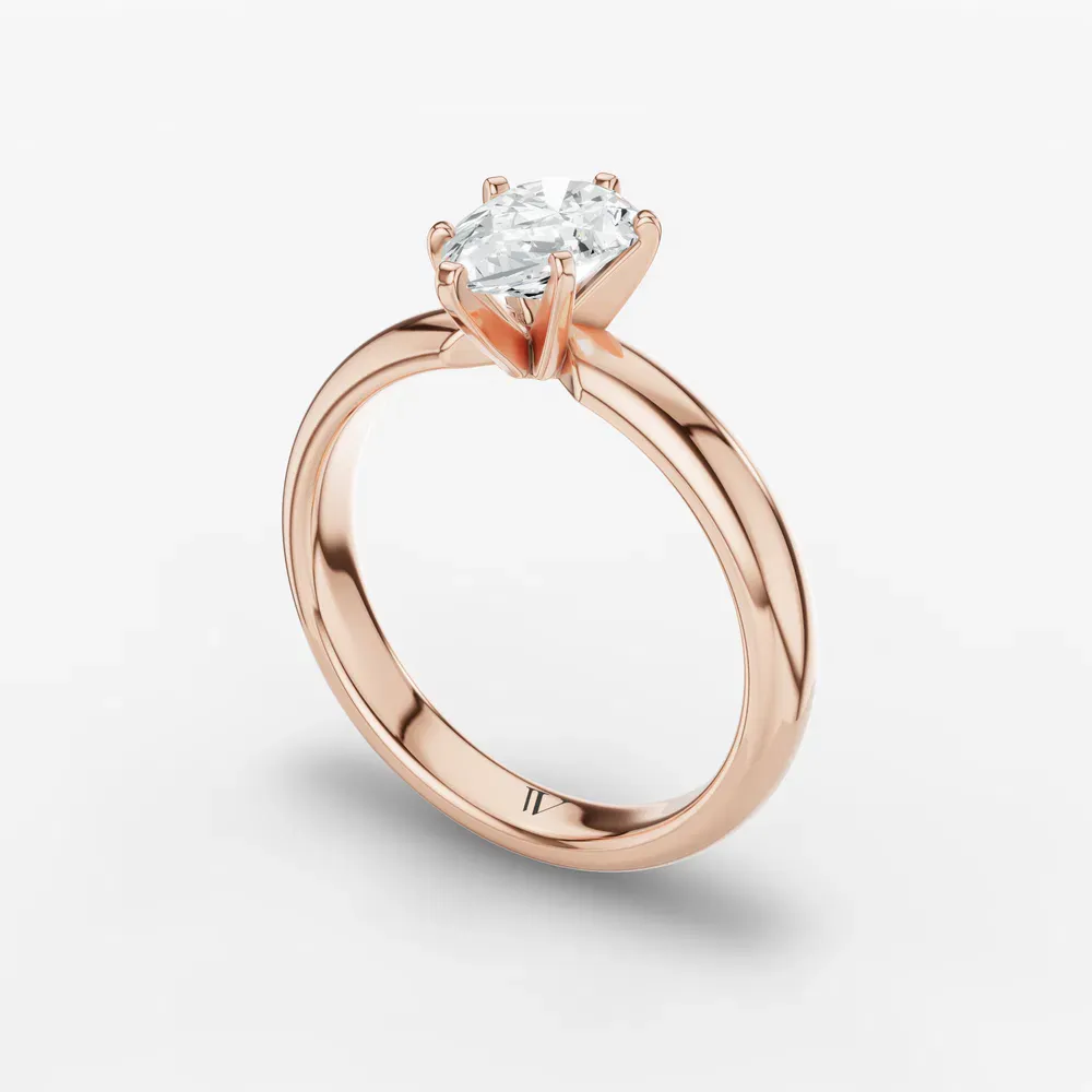 Certified 1 carat Lab Grown Diamond Pear Cut Solitaire, Classic, Simple Engagement Ring in 18K Rose Gold-Sorrq