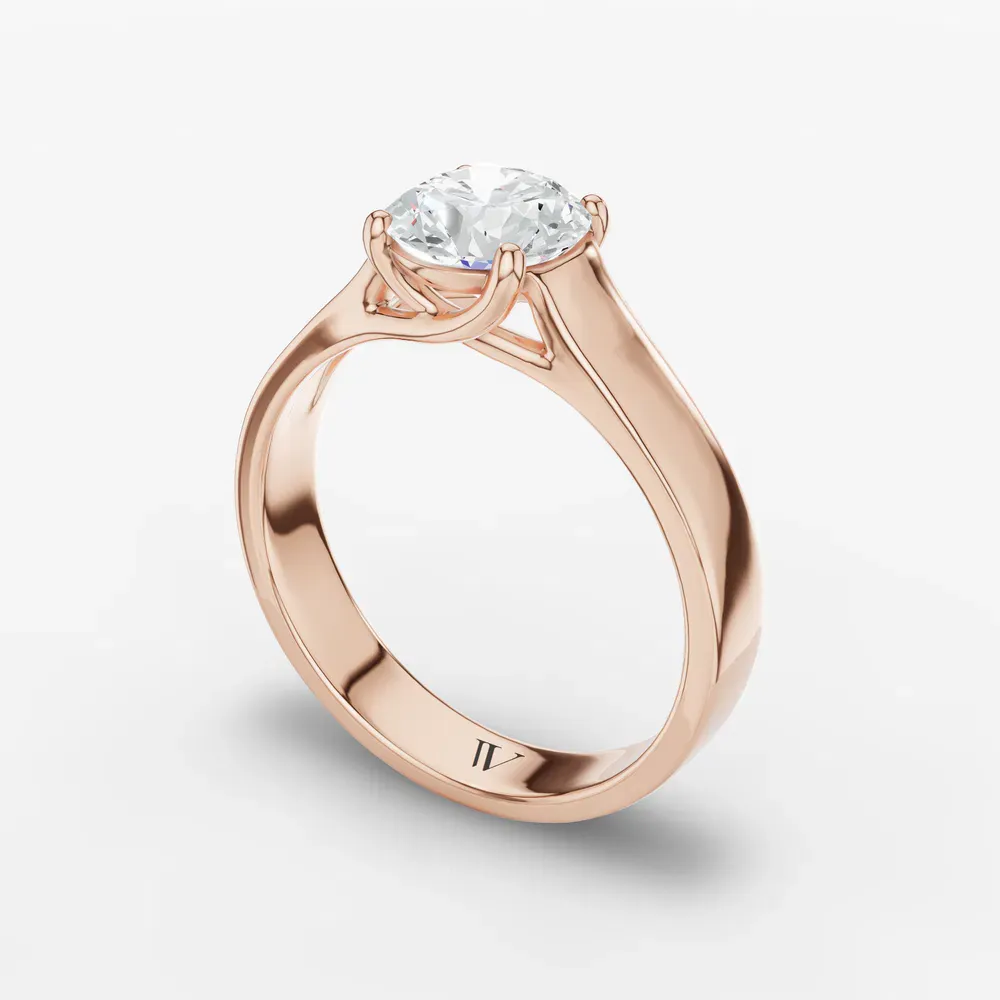 Certified 1 carat Lab Grown Diamond Round Cut Solitaire, Cathedral, Four Prong Engagement Ring in 18K Rose Gold-Grion