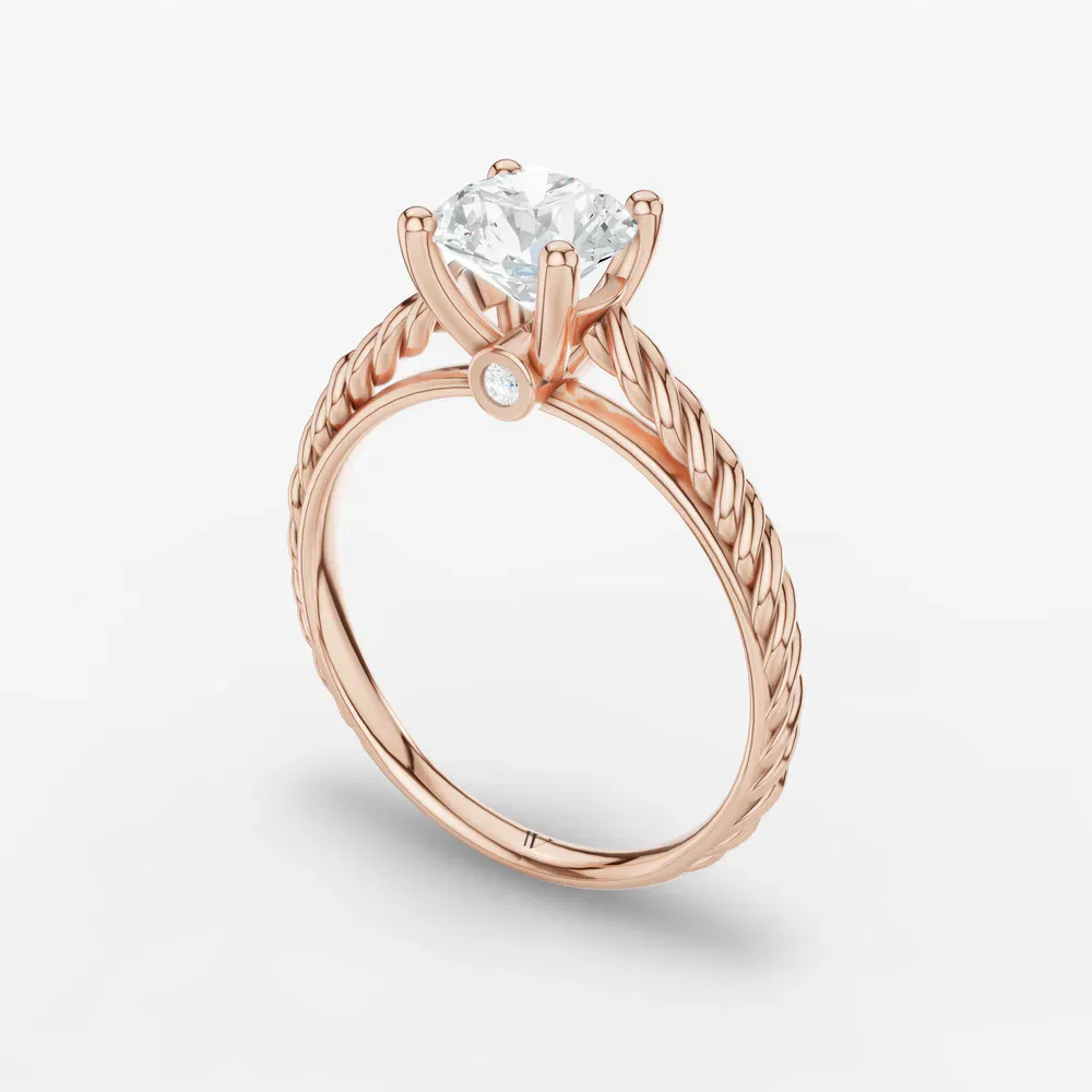 Certified 1 carat Lab Grown Diamond Round Cut Solitaire, Vintage, Cathedral Engagement Ring in 14K Rose Gold-Voss
