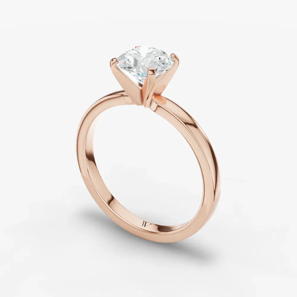 Certified 1 carat Lab Grown Diamond Round Cut Solitaire, Classic, Simple Engagement Ring in 14K Rose Gold-Ocea