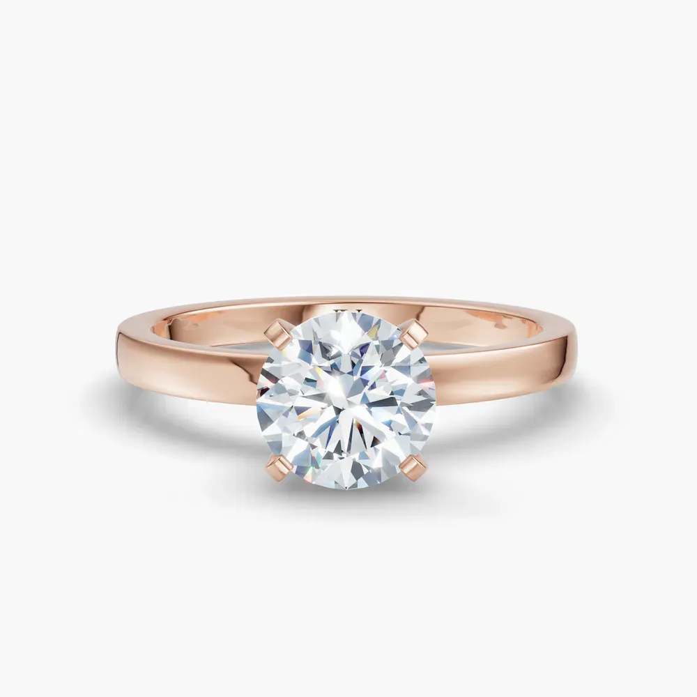 Certified 1 carat Lab Grown Diamond Round Cut Solitaire, Classic, Simple Engagement Ring in 14K Rose Gold-Ocea