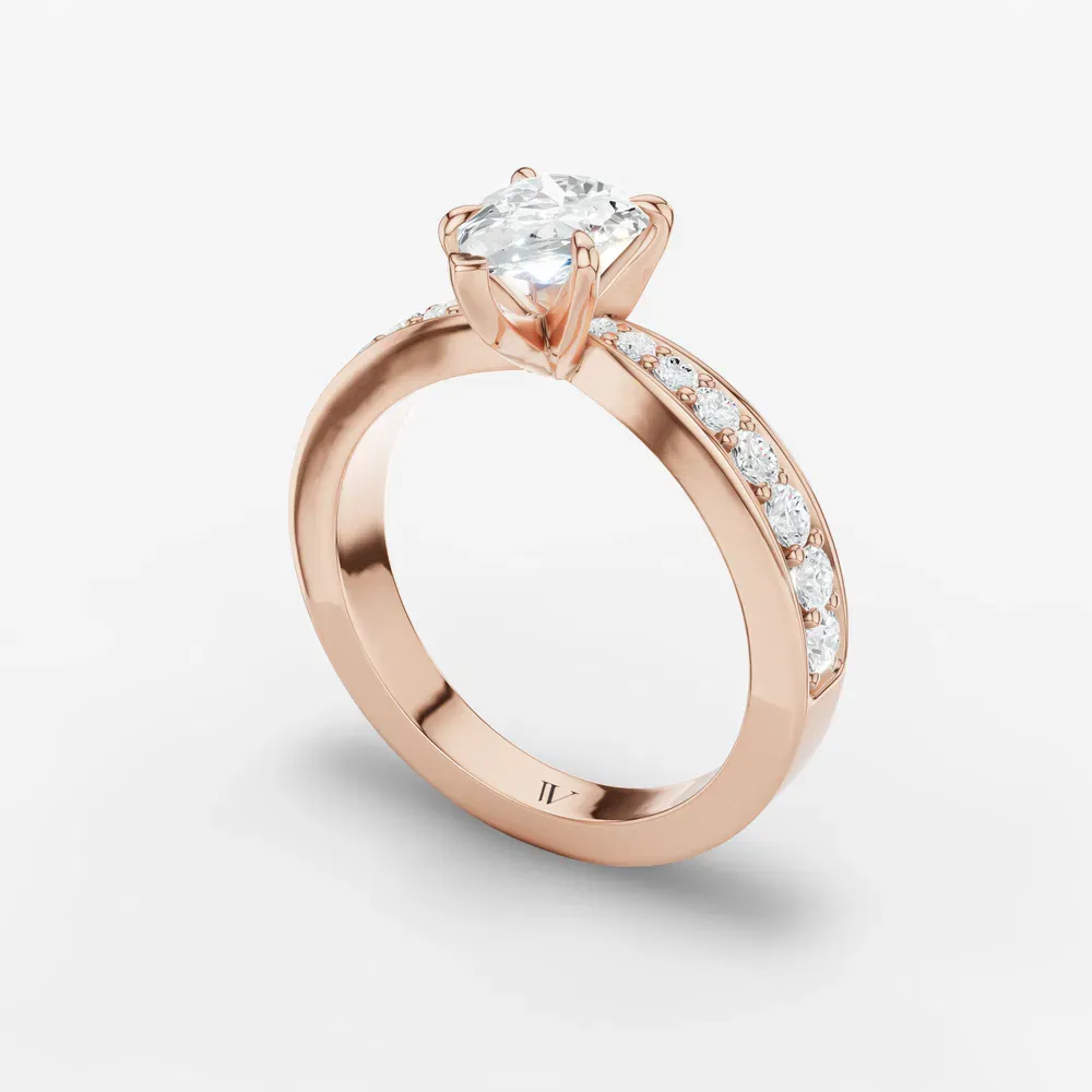 Certified 1 carat Lab Grown Diamond Pear Cut Pavé, Channel Set, Classic Engagement Ring in 14K Rose Gold-Kaelis