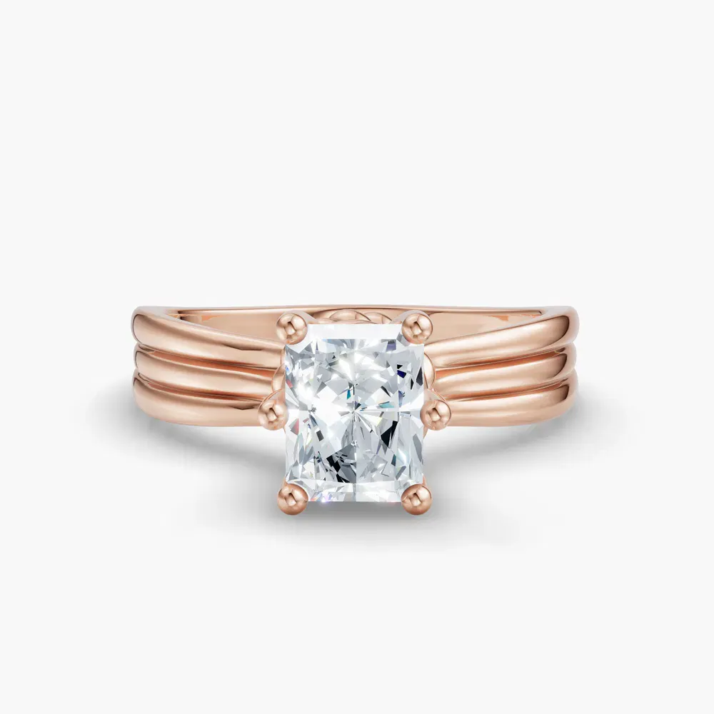 Certified 1 carat Lab Grown Diamond Radiant Cut Solitaire, Floating Engagement Ring in 14K Rose Gold-Celest