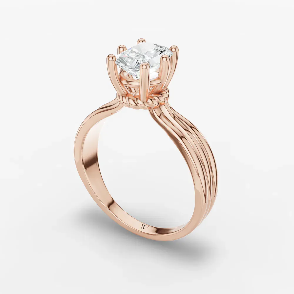 Certified 1 carat Lab Grown Diamond Radiant Cut Solitaire, Floating Engagement Ring in 14K Rose Gold-Celest