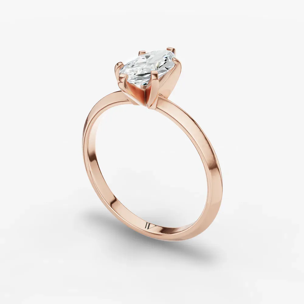 Certified 1 carat Lab Grown Diamond Marquise Cut Solitaire, Classic, Simple Engagement Ring in 14K Rose Gold-Sylun