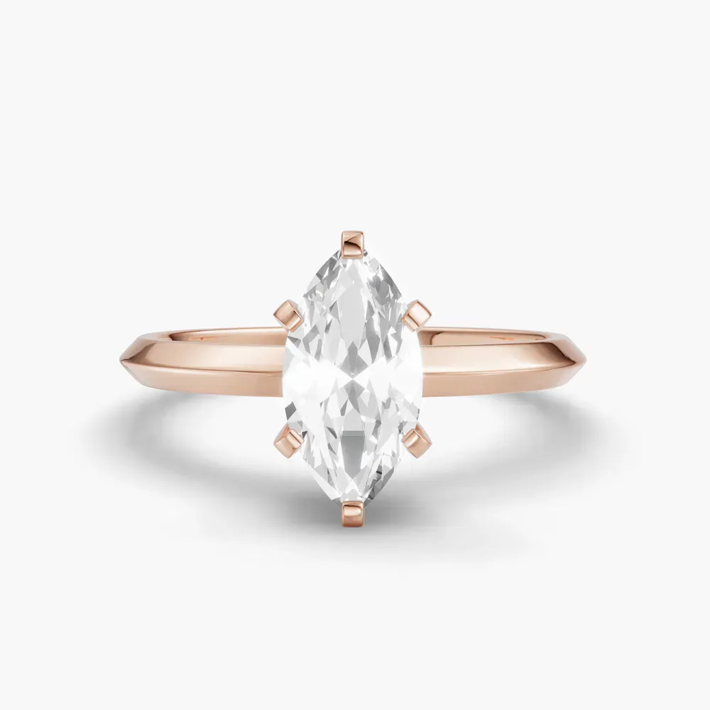 Certified 1 carat Lab Grown Diamond Marquise Cut Solitaire, Classic, Simple Engagement Ring in 14K Rose Gold-Sylun