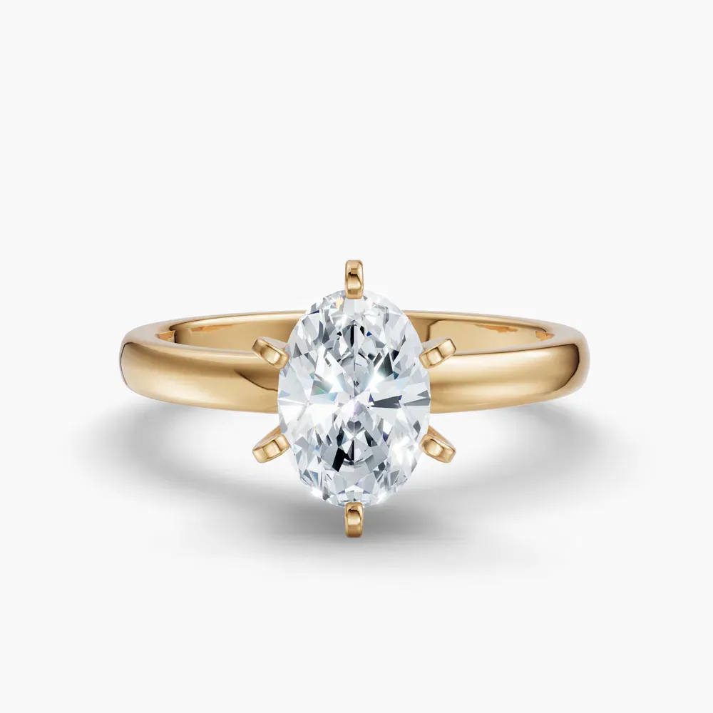 Certified 1 carat Lab Grown Diamond Oval Cut Solitaire, Classic, Simple Engagement Ring in 14K Yellow Gold-Thaly