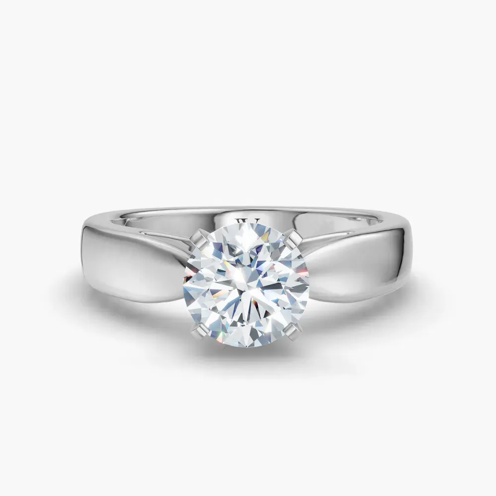 Certified 1 carat Lab Grown Diamond Round Cut Solitaire, Cathedral, Four Prong Engagement Ring in 14K White Gold-Arlo
