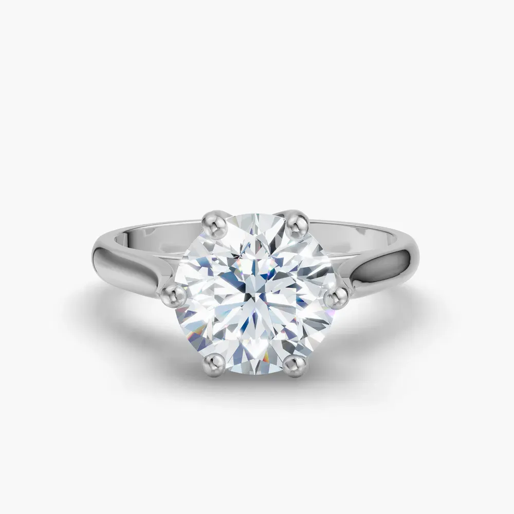Certified 1 carat Lab Grown Diamond Round Cut Solitaire, Vintage, Cathedral Engagement Ring in 14K White Gold-Nova