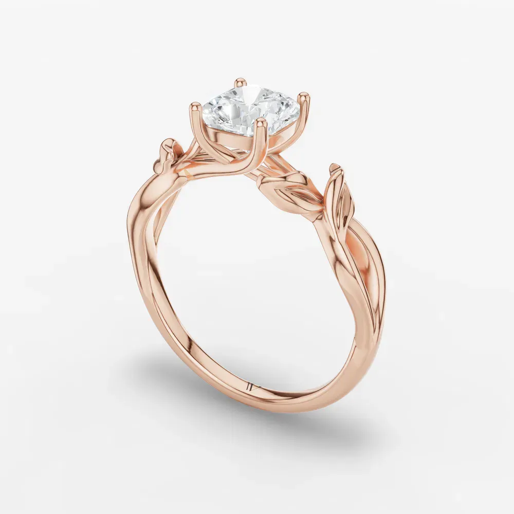 Certified 1 carat Lab Grown Diamond Cushion Cut Solitaire, Vintage, Split Shank Engagement Ring in 14K Rose Gold-Mirel