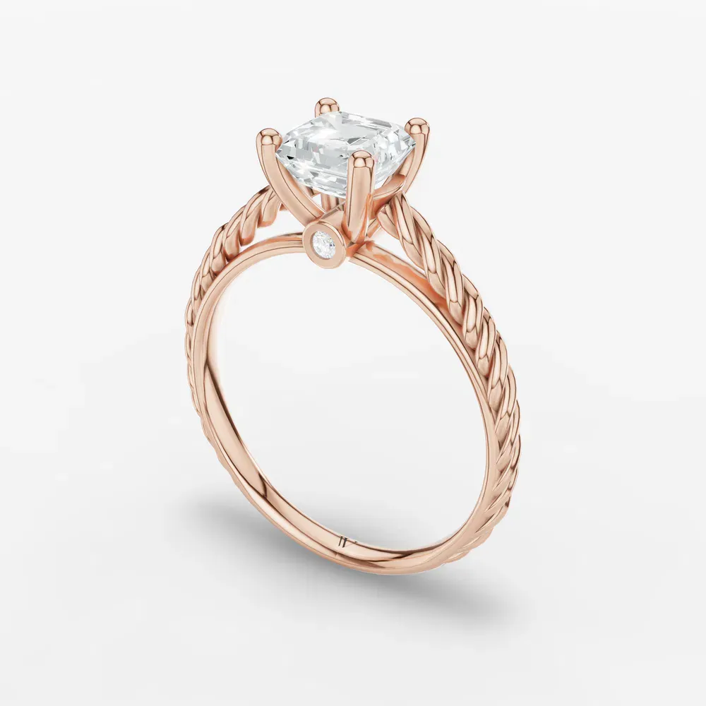 Certified 1 carat Lab Grown Diamond Asscher Cut Solitaire, Vintage, Cathedral Engagement Ring in 14K Rose Gold-Voss