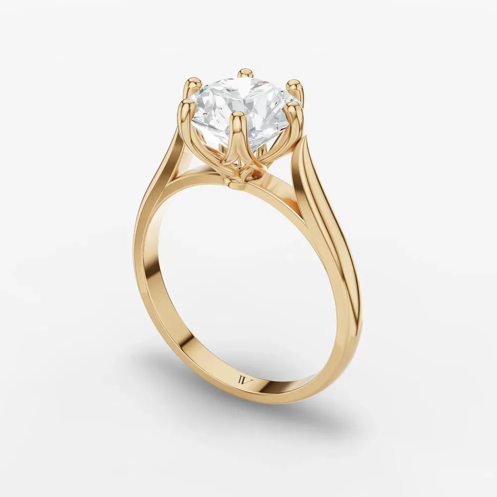 Certified 1 carat Lab Grown Diamond Round Cut Solitaire, Vintage, Cathedral Engagement Ring in 14K Yellow Gold-Nova